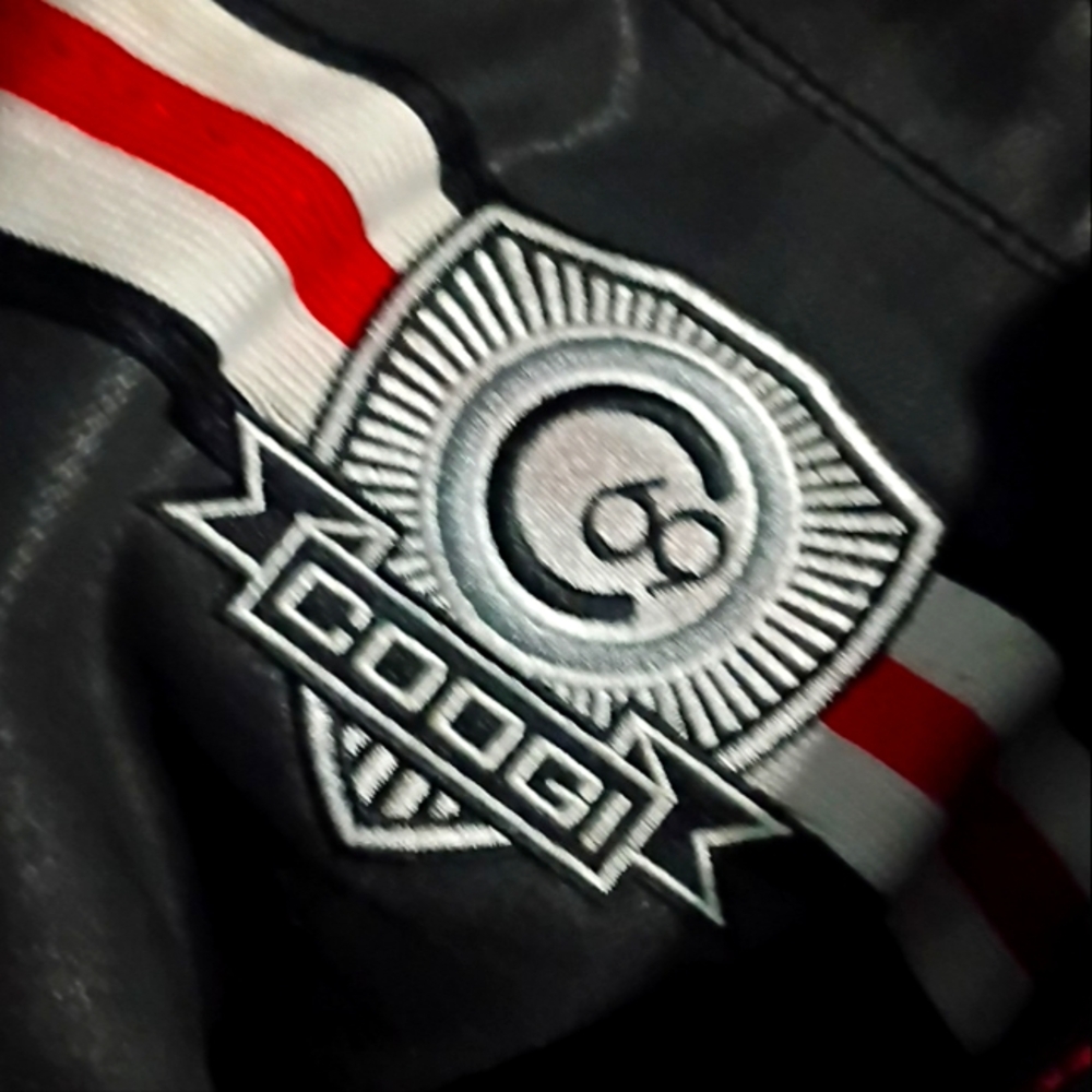 COOGI Black Jeans with Red and White Stripes